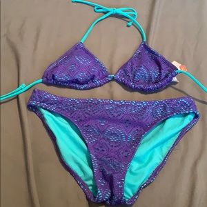 Purple and Teal Bikini Set